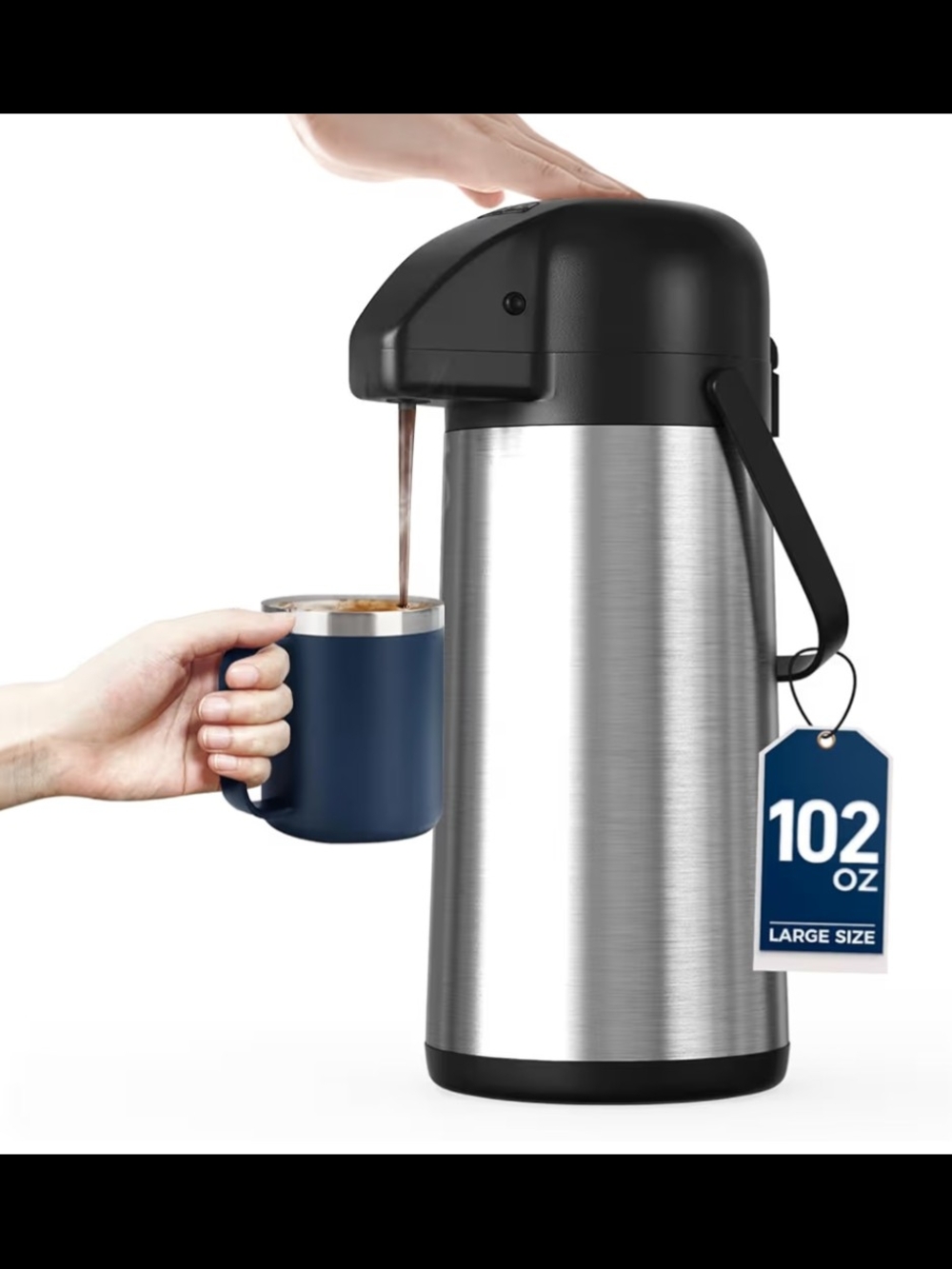 Stainless Steel Airpot Coffee Dispenser with Cleaning Brush